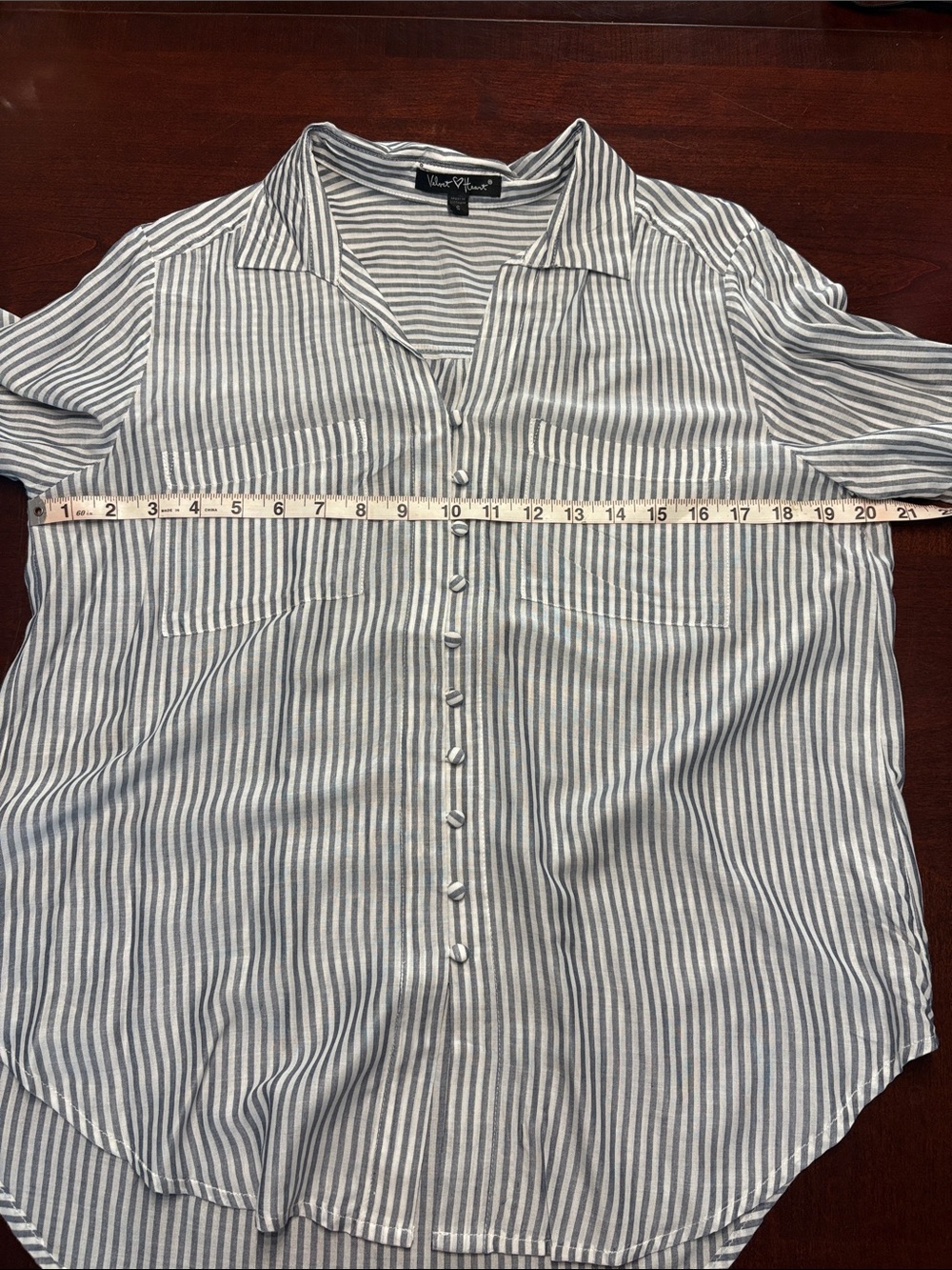 Velvet Heart Navy and White Vertical Stripe Button-Down Shirt - Picture 7 of 7